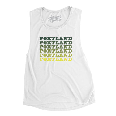 Portland Repeat Women's Flowey Scoopneck Muscle Tank-White-Allegiant Goods Co. Vintage Sports Apparel