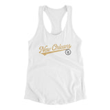 New Orleans Vintage Script Women's Racerback Tank-White-Allegiant Goods Co. Vintage Sports Apparel