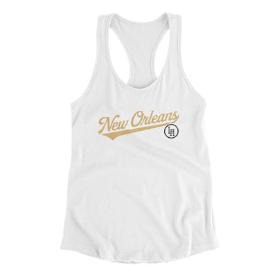 New Orleans Vintage Script Women's Racerback Tank-White-Allegiant Goods Co. Vintage Sports Apparel