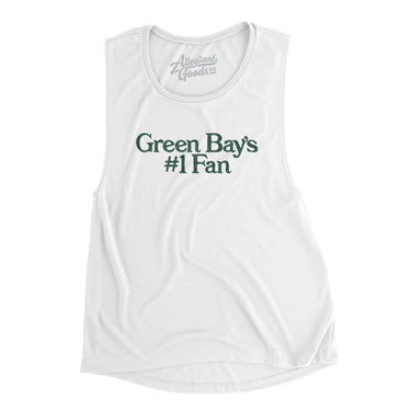 Green Bay's Number 1 Fan Women's Flowey Scoopneck Muscle Tank-White-Allegiant Goods Co. Vintage Sports Apparel