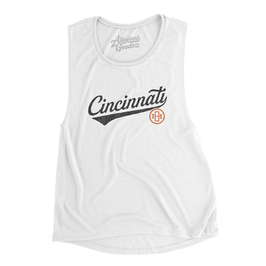 Cincinnati Vintage Script Women's Flowey Scoopneck Muscle Tank-Allegiant Goods Co. Vintage Sports Apparel