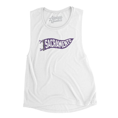 Sacramento Pennant Women's Flowey Scoopneck Muscle Tank-White-Allegiant Goods Co. Vintage Sports Apparel