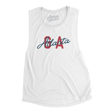 Atlanta Ga Overprinted Women's Flowey Scoopneck Muscle Tank-Allegiant Goods Co. Vintage Sports Apparel
