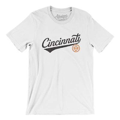 Cincinnati Vintage Script Men/Unisex T-Shirt-White-Allegiant Goods Co. Vintage Sports Apparel