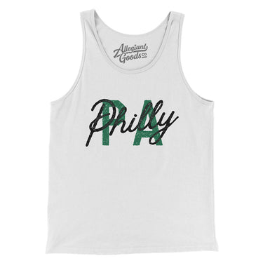 Philly Pa Overprinted Men/Unisex Tank Top-White-Allegiant Goods Co. Vintage Sports Apparel