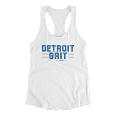 Detroit Grit Women's Racerback Tank-White-Allegiant Goods Co. Vintage Sports Apparel