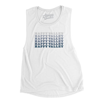 Happy Valley Repeat Women's Flowey Scoopneck Muscle Tank-White-Allegiant Goods Co. Vintage Sports Apparel