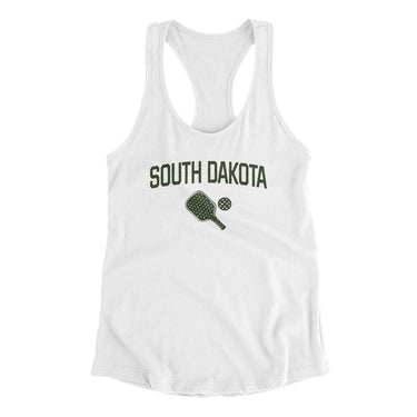 South Dakota Pickleball Women's Racerback Tank-White-Allegiant Goods Co. Vintage Sports Apparel