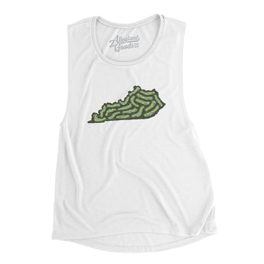 Kentucky Golf Course Women's Flowey Scoopneck Muscle Tank-White-Allegiant Goods Co. Vintage Sports Apparel
