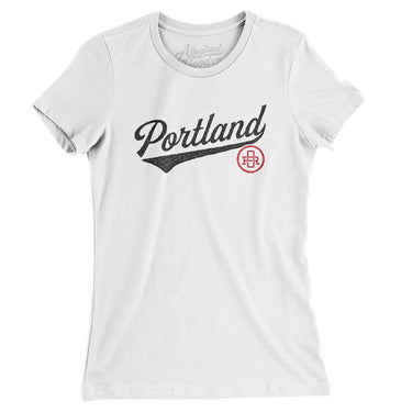 Portland Vintage Script Women's T-Shirt-White-Allegiant Goods Co. Vintage Sports Apparel