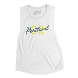 Portland Or Overprinted Women's Flowey Scoopneck Muscle Tank-White-Allegiant Goods Co. Vintage Sports Apparel