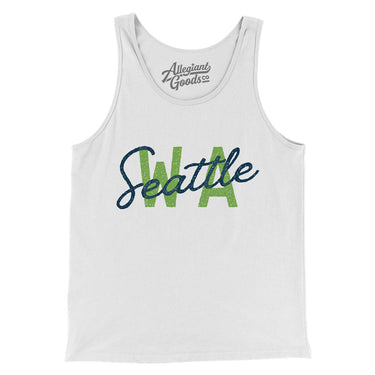 Seattle Wa Overprinted Men/Unisex Tank Top-White-Allegiant Goods Co. Vintage Sports Apparel