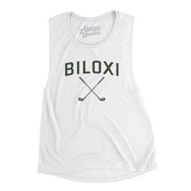 Biloxi Golf Women's Flowey Scoopneck Muscle Tank-White-Allegiant Goods Co. Vintage Sports Apparel