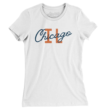 Chicago Illinois Overprinted Women's T-Shirt-White-Allegiant Goods Co. Vintage Sports Apparel