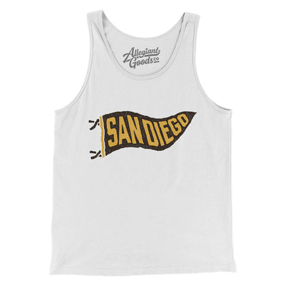 San Diego Pennant Men/Unisex Tank Top-White-Allegiant Goods Co. Vintage Sports Apparel