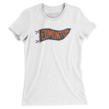 Edmonton Pennant Women's T-Shirt-White-Allegiant Goods Co. Vintage Sports Apparel