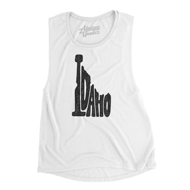 Idaho State Shape Text Women's Flowey Scoopneck Muscle Tank-White-Allegiant Goods Co. Vintage Sports Apparel