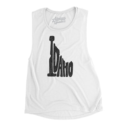 Idaho State Shape Text Women's Flowey Scoopneck Muscle Tank-White-Allegiant Goods Co. Vintage Sports Apparel