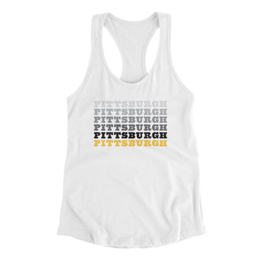 Pittsburgh Repeat Women's Racerback Tank-White-Allegiant Goods Co. Vintage Sports Apparel