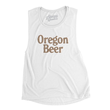 Oregon Beer Women's Flowey Scoopneck Muscle Tank-White-Allegiant Goods Co. Vintage Sports Apparel
