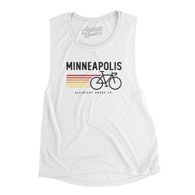 Minneapolis Cycling Women's Flowey Scoopneck Muscle Tank-White-Allegiant Goods Co. Vintage Sports Apparel