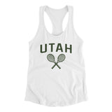 Utah Tennis Women's Racerback Tank-White-Allegiant Goods Co. Vintage Sports Apparel