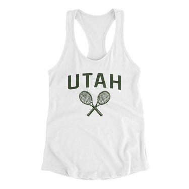 Utah Tennis Women's Racerback Tank-White-Allegiant Goods Co. Vintage Sports Apparel