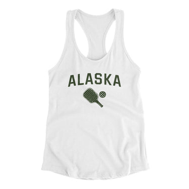 Alaska Pickleball Women's Racerback Tank-White-Allegiant Goods Co. Vintage Sports Apparel