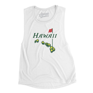 Hawaii Golf Women's Flowey Scoopneck Muscle Tank-White-Allegiant Goods Co. Vintage Sports Apparel