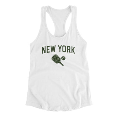 New York Pickleball Women's Racerback Tank-White-Allegiant Goods Co. Vintage Sports Apparel