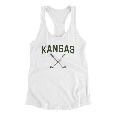 Kansas Golf Women's Racerback Tank-White-Allegiant Goods Co. Vintage Sports Apparel