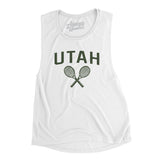 Utah Tennis Women's Flowey Scoopneck Muscle Tank-White-Allegiant Goods Co. Vintage Sports Apparel