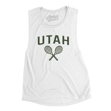 Utah Tennis Women's Flowey Scoopneck Muscle Tank-White-Allegiant Goods Co. Vintage Sports Apparel