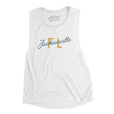 Jacksonville Fl Overprinted Women's Flowey Scoopneck Muscle Tank-Allegiant Goods Co. Vintage Sports Apparel