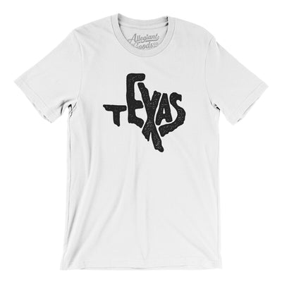 Texas State Shape Text Men/Unisex T-Shirt-White-Allegiant Goods Co. Vintage Sports Apparel