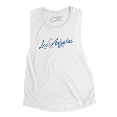 Los Angeles Ca Overprinted Women's Flowey Scoopneck Muscle Tank-Allegiant Goods Co. Vintage Sports Apparel