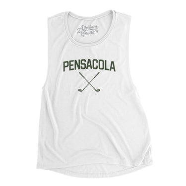 Pensacola Golf Women's Flowey Scoopneck Muscle Tank-White-Allegiant Goods Co. Vintage Sports Apparel