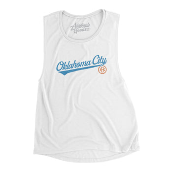 Oklahoma City Vintage Script Women's Flowey Scoopneck Muscle Tank-Allegiant Goods Co. Vintage Sports Apparel