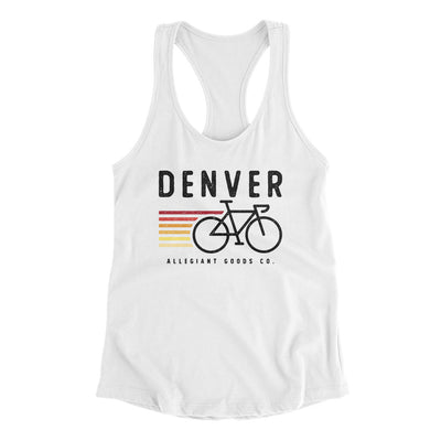 Denver Cycling Women's Racerback Tank-White-Allegiant Goods Co. Vintage Sports Apparel