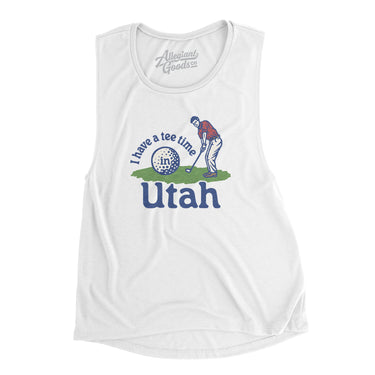 I Have A Tee Time In Utah Women's Flowey Scoopneck Muscle Tank-White-Allegiant Goods Co. Vintage Sports Apparel