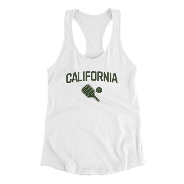 California Pickleball Women's Racerback Tank-White-Allegiant Goods Co. Vintage Sports Apparel
