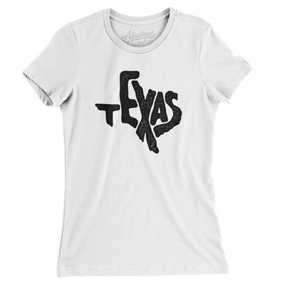 Texas State Shape Text Women's T-Shirt-White-Allegiant Goods Co. Vintage Sports Apparel