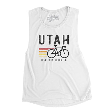 Utah Cycling Women's Flowey Scoopneck Muscle Tank-White-Allegiant Goods Co. Vintage Sports Apparel