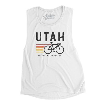 Utah Cycling Women's Flowey Scoopneck Muscle Tank-White-Allegiant Goods Co. Vintage Sports Apparel