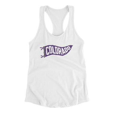 Colorado Pennant Women's Racerback Tank-White-Allegiant Goods Co. Vintage Sports Apparel