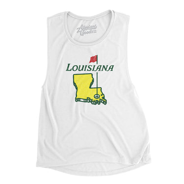 Louisiana Golf Women's Flowey Scoopneck Muscle Tank-White-Allegiant Goods Co. Vintage Sports Apparel