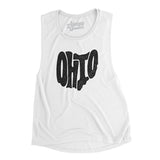 Ohio State Shape Text Women's Flowey Scoopneck Muscle Tank-White-Allegiant Goods Co. Vintage Sports Apparel