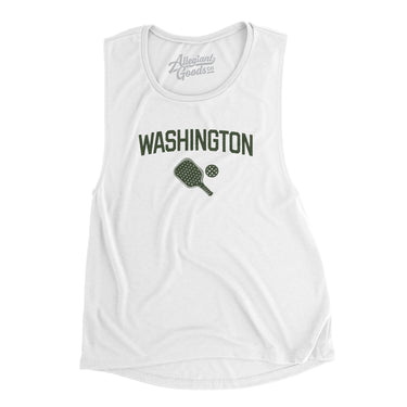 Washington Pickleball Women's Flowey Scoopneck Muscle Tank-White-Allegiant Goods Co. Vintage Sports Apparel