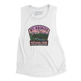Mt. Rainier National Park Badge Women's Flowey Scoopneck Muscle Tank-White-Allegiant Goods Co. Vintage Sports Apparel