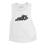 Kentucky State Shape Text Women's Flowey Scoopneck Muscle Tank-White-Allegiant Goods Co. Vintage Sports Apparel